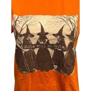 Halloween Witches girls will be girls orange t shirt small